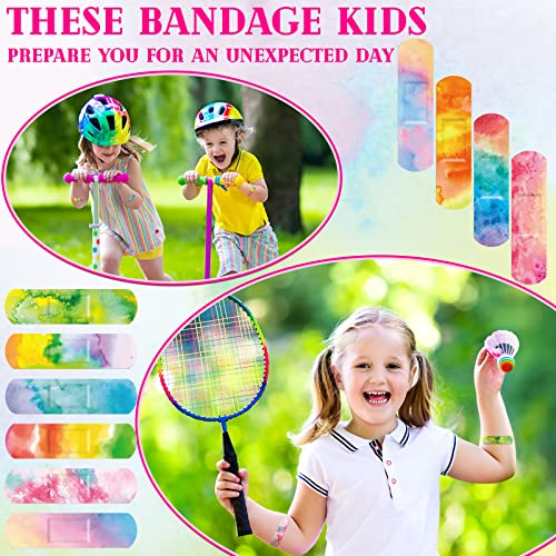120 Pcs Kids Waterproof Tie Dye Bandages - Flexible Adhesive Wound Cover