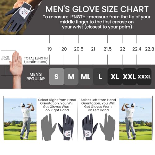 Rain Grip Golf Gloves - Black, Large | Flexible All Weather Comfort