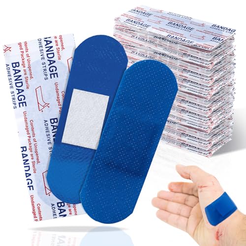 Blue Bandages - 120 Pcs 1" x 3" Classic Shape for First Aid