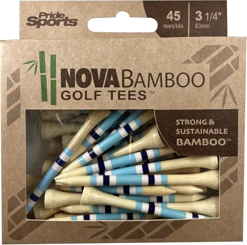 Bamboo Golf Tees - 3-1/4" Eco-Friendly - Blue/White/Navy