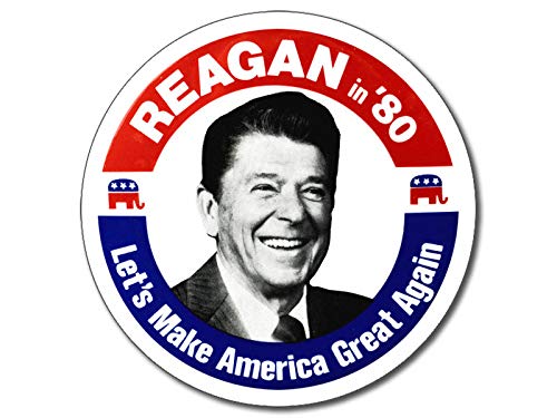 Vintage 1980 Reagan Election Campaign Sticker - Round Political Decal