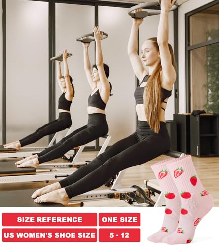 Dorobios Fruita Cotton Grip Pilates Socks for Women - Non-Slip Yoga & Workout Socks