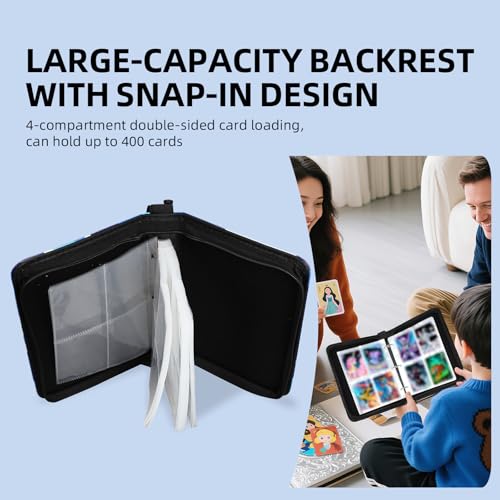 4-Pocket Trading Card Binder - Holds 400 Cards, Waterproof PU, Pink White