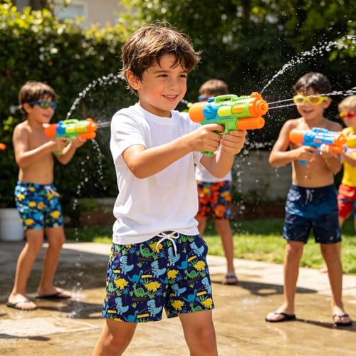 Toddler Boy Swim Trunks Quick Dry Board Shorts with Pocket - 2-3T Purple Dino