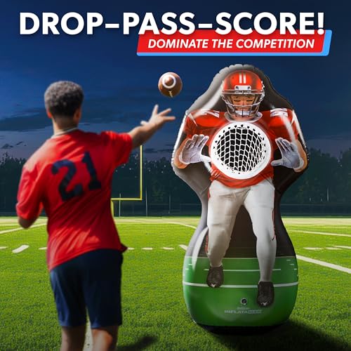 Inflatable Football Challenge Game Set - Includes 4 Footballs & Scoreboard