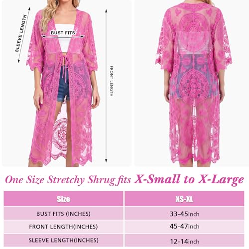 Peach Pink Lace Kimono Cardigan for Women - Funnysoft