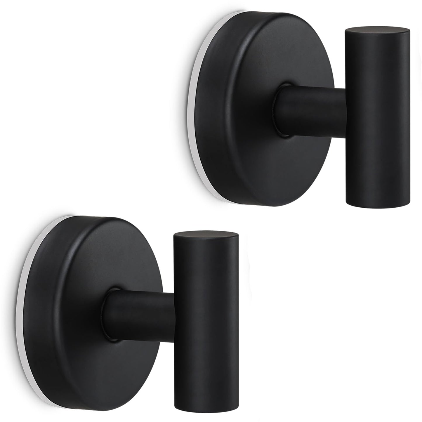 Towel Hooks Shower Suction Hook Towel Hanger for Bathroom Hanging Coat, Robe, Removable Wall Mounted Hook for Bedroom Kitchen Hotel Pool Matte Black(2-Pack)