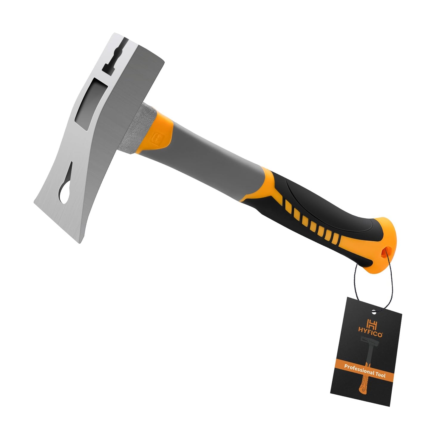 3-in-1 Pry Bar Hammer with Nail Puller - Unique Hammer Head 12.5" 18oz Pry Bar - Multi-Functional Tool with Cats Paw, Crowbar | Rubber Grip, Polished Beveled Claws - Forged Steel Design for Strength