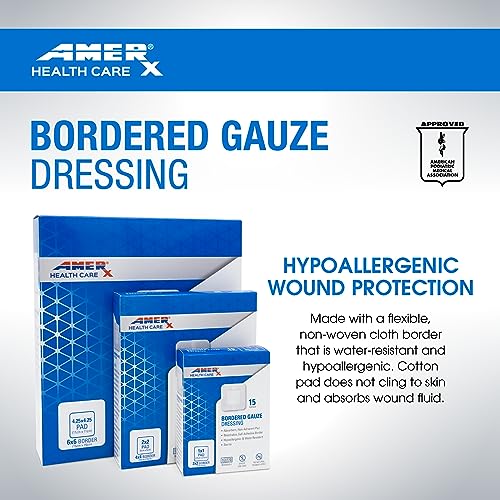 2" x 2" Bordered Gauze Dressing - Adhesive, Water Resistant - 15 Pads