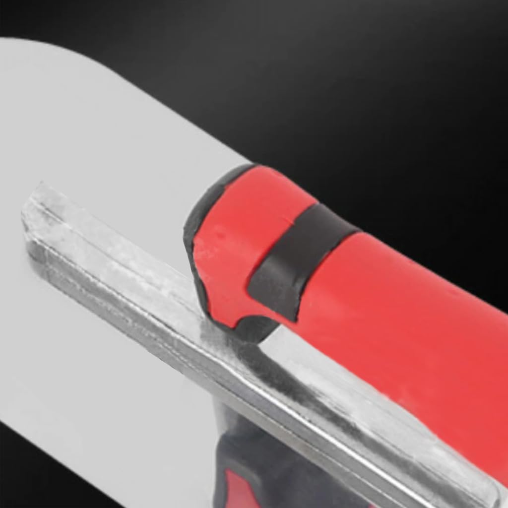 ESreake Concrete Tools Stainless Steel Pool Trowel, 10" x 3" Masonry Hand Tool with Soft Grip Handle, Lightweight, Plastering Trowel for Drywall Plastering Construction, Round End (Small:10"L x 3"W)