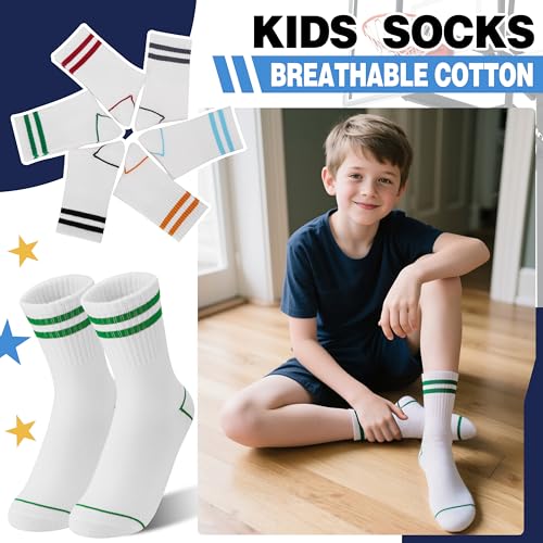 Kids Boys Girls Breathable Cotton Athletic Basketball Socks 6 Pairs
