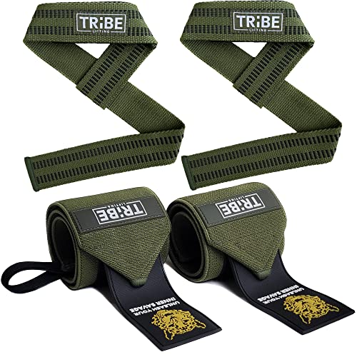 21-Inch Wrist Wraps and 24-Inch Lifting Straps Set - Green