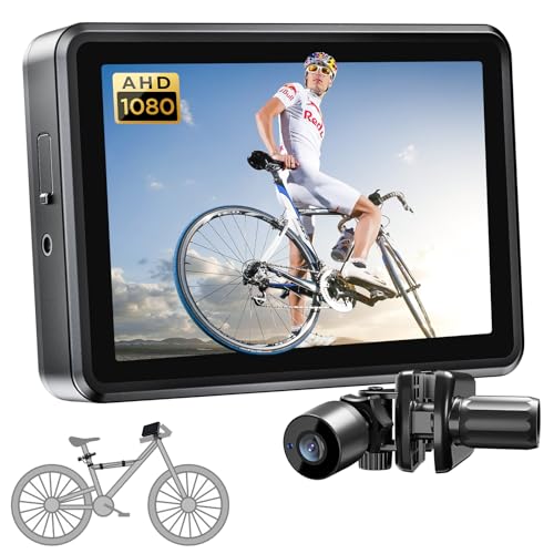 FEISIKE Bike Mirror Camera with 4.3'' Display, 145° Wide-Angle, 3X Zoom, Night Vision – Rear View Monitor for Cycling
