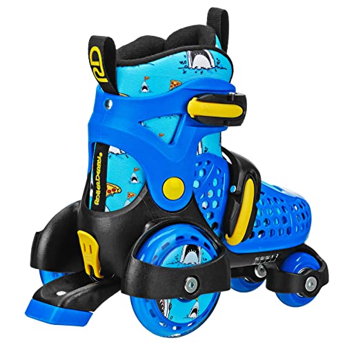 Beginner Adjustable Roller Skates for Kids - Pizza Shark / Small (7-11)