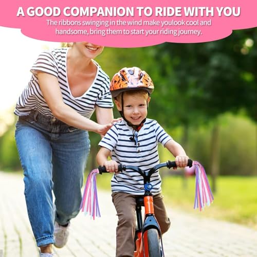 Rainbow Bicycle Ribbons for Kids - 2 Pack Tassels for Bicycles & Scooters