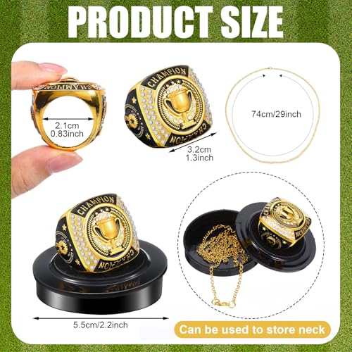 Champion Trophy Ring with Neck Chain & Display Stand - Gold
