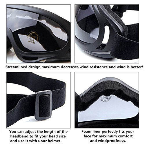 SPOSUNE Motorcycle Goggles UV400 Protection, Gray + Color Lens – Airsoft Dirt Bike Goggles