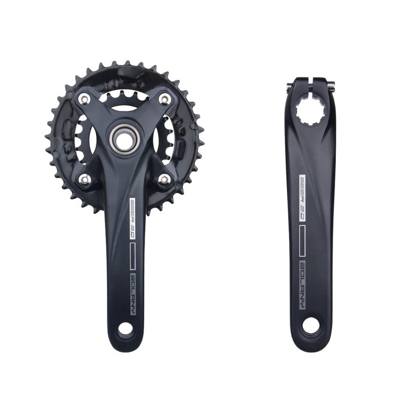 BOLANY Bike Cranksets 170mm Hollow Integrated 104BCD Double Speed Round Chainring 22/36T 24/38T MTB Crankset with Bottom Bracket (22/36T)