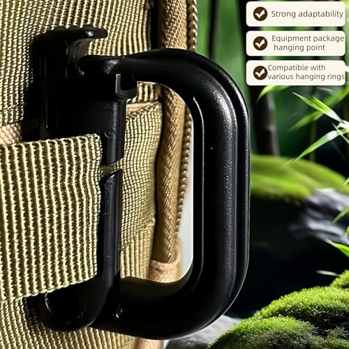 Tactical D-Ring Carabiner Set - 10-Pack Lightweight MOLLE Gear Clips