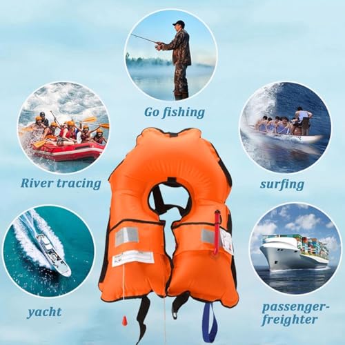 FOLALIFE Black 150N Automatic Inflatable Life Jacket with Reflective Strips & Safety Buckle