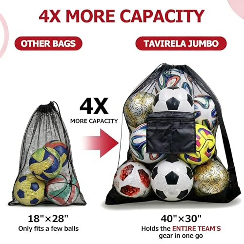 Extra Large Mesh Ball Bag for 13 Soccer Balls - 40 x 30 in