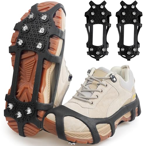 Ice Cleats for Shoes and Boots - Non-Slip Traction Crampons, Large