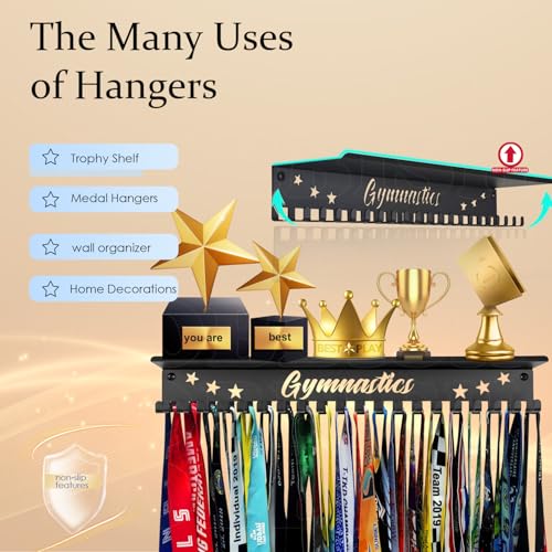 Metal Medal Hanger Display with Shelf & 20 Hooks - Heavy Duty