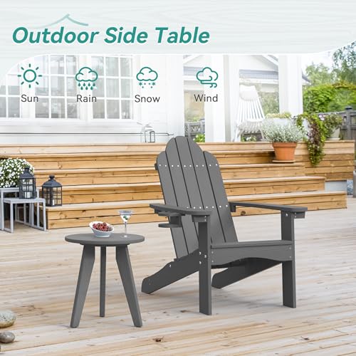 Homenjoy Grey Outdoor Side Table - Small Round Patio End Table for Garden & Lounge