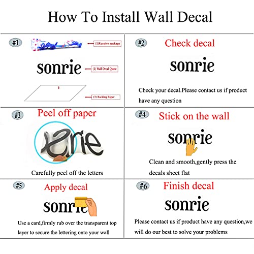 Sonrie Vive AMA Wall Decal Home Decor Spanish Family Rules Decals Art Sticker (23.6''x7.8'')