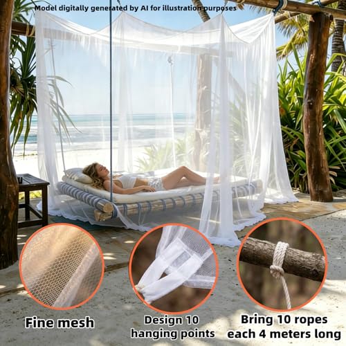 10x10 FT Outdoor Mosquito Netting for Camping Patio Garden - White