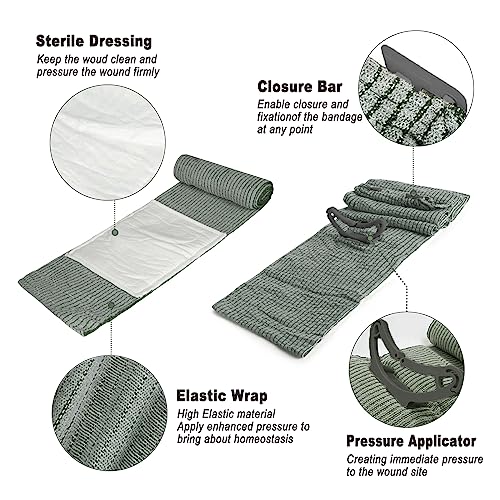 Cozii Israeli Style Emergency Trauma Bandage 6 Inch 8 Pack - Hemorrhage Control First Aid Kit