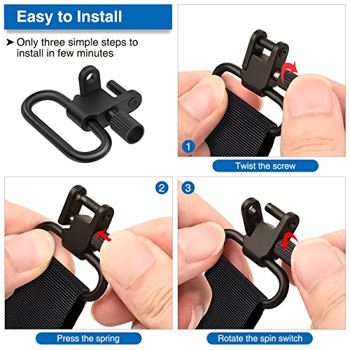 1.25 Inch Rifle Sling Swivels - EZshoot 2-Piece Set