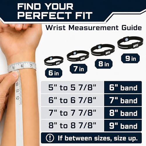 Balance Bracelet - Silicone Wristband for Athletes & Seniors - Black/Blue, L (8 Inch)