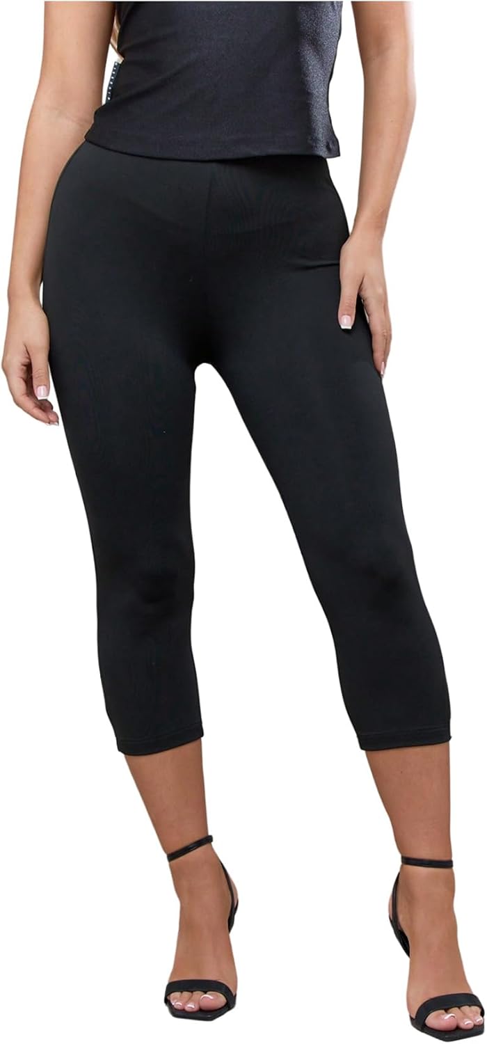 Verdusa Women's High-Waisted Capri Leggings - Comfortable Knee-Length Workout Pants