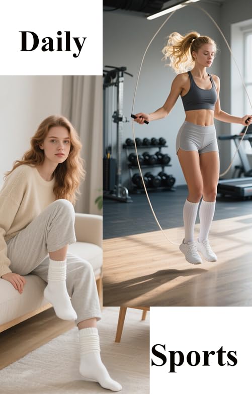 Darller White 4 Pairs Pilates Socks for Women Non Slip Yoga Slouch Socks