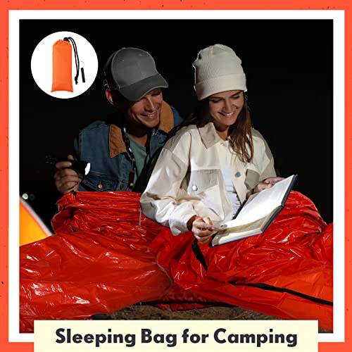 Qunclay 12-Pack Emergency Sleeping Bag Bivy Sacks with Hood, Orange 82.7 x 35.4 in, Includes Whistles & Nylon Stuff Sack