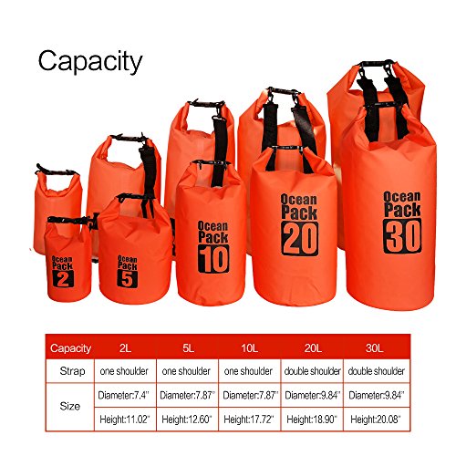 2L Lightweight Waterproof Dry Sack for Boating, Kayaking, Hiking - Orange