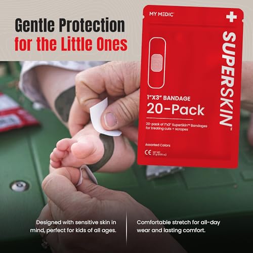Adhesive Bandages with Aloe 20-Pack - Latex-Free, 1x3 Inch Flexible First Aid Bandages