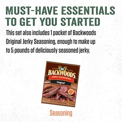 LEM Jerky Gun & Backwoods Seasoning (12 oz) – 3/4 lb Capacity, Includes 2 Nozzles