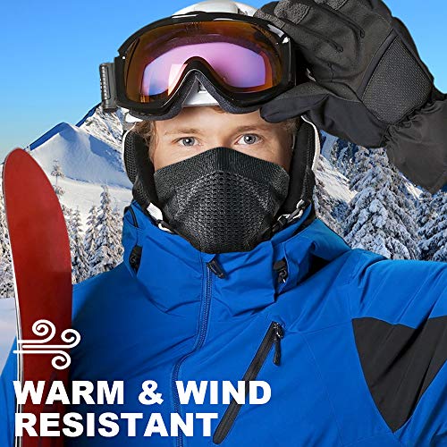 Winter Neck Warmer Face Mask - Windproof & Breathable - Black + Black