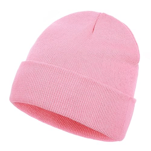 Knit Beanie Hat for Men & Women - Winter Skull Cap - Pink