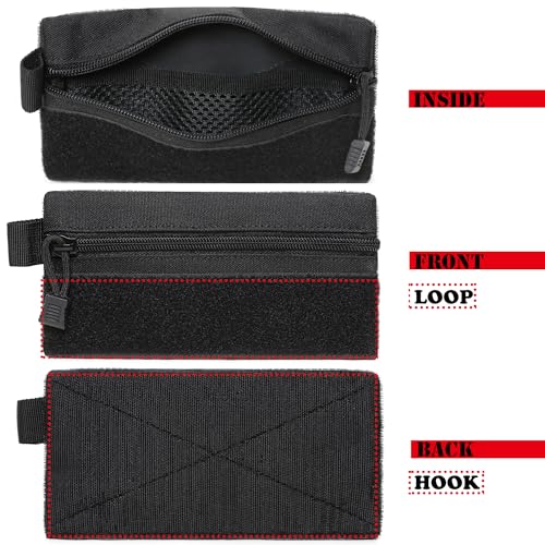 3-Piece Tactical Zipper Pouch Set with US Patches & D-Ring Clips for EDC, Travel & Outdoor