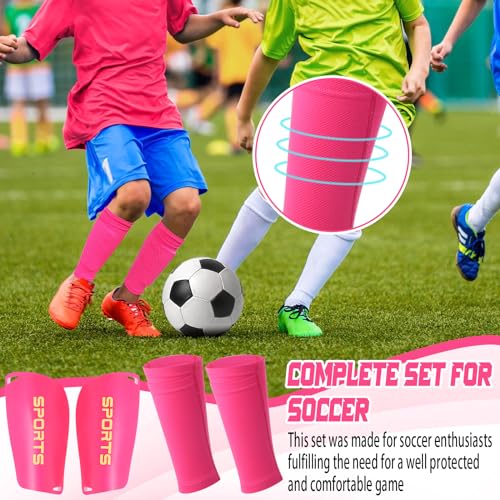 Kids Soccer Shin Guards with Sock Sleeves - Small Pink