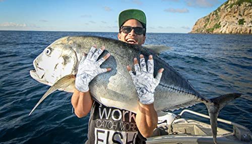 Riverruns X-Large Fishwater Camoblue UV Sun Fishing Gloves UPF 50+ for Men Women