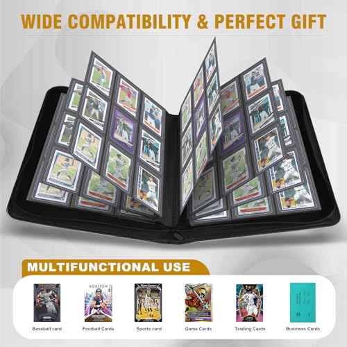 Grey Top Loader Card Binder 9-Pocket Album Holds 288 Cards - Secure Storage