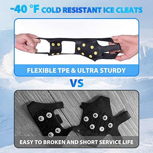 Ice Cleats for Boots & Shoes - Anti-Slip Rubber Traction - M Size (Men 5-8/Women 7-10)