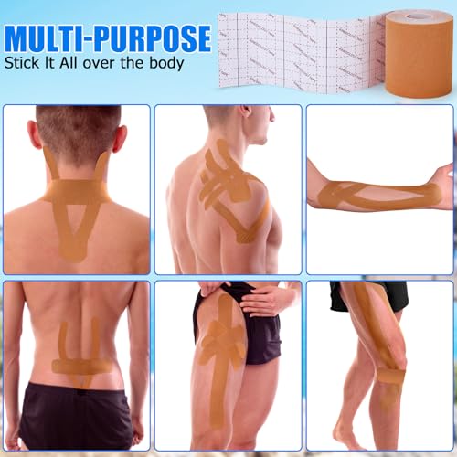 Waterproof Kinesiology Tape 3in x 5.5yd for Shoulder & Joint Support Beige