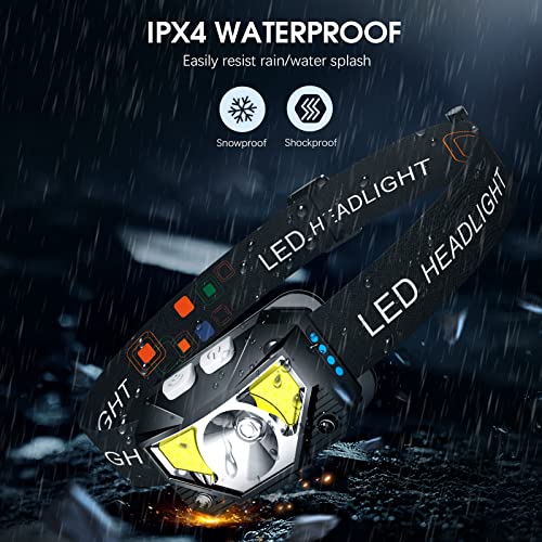 Rechargeable LED Headlamp Flashlight - Ultra-Light, Waterproof, 8 Modes