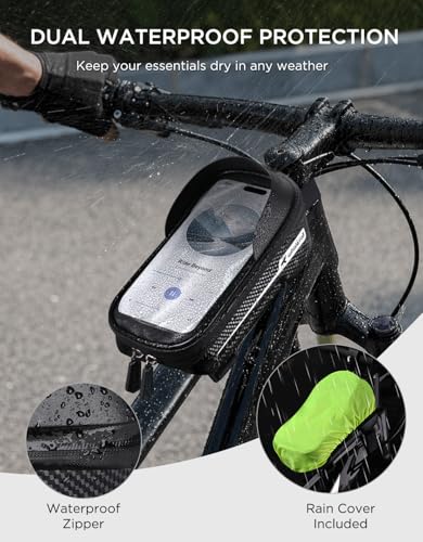 Waterproof Bike Frame Bag with TPU Touchscreen - Black