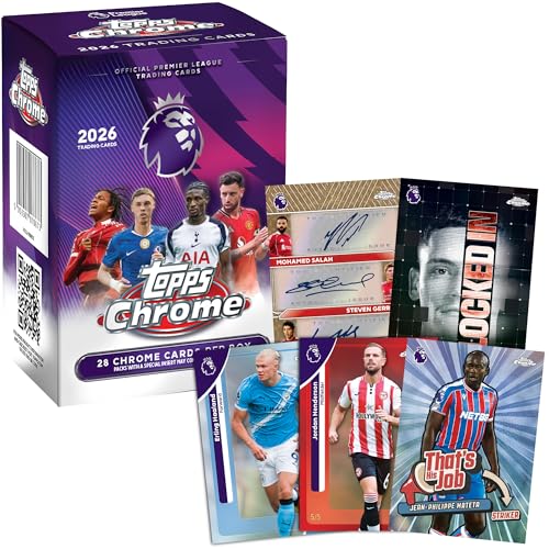 2026 Topps Chrome Premier League Soccer Value Box - 28 Cards